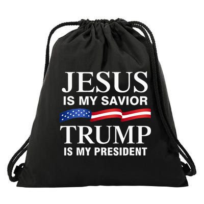 Jesus Is My Savior Trump Is My President Drawstring Bag