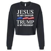 Jesus Is My Savior Trump Is My President Cropped Pullover Crew