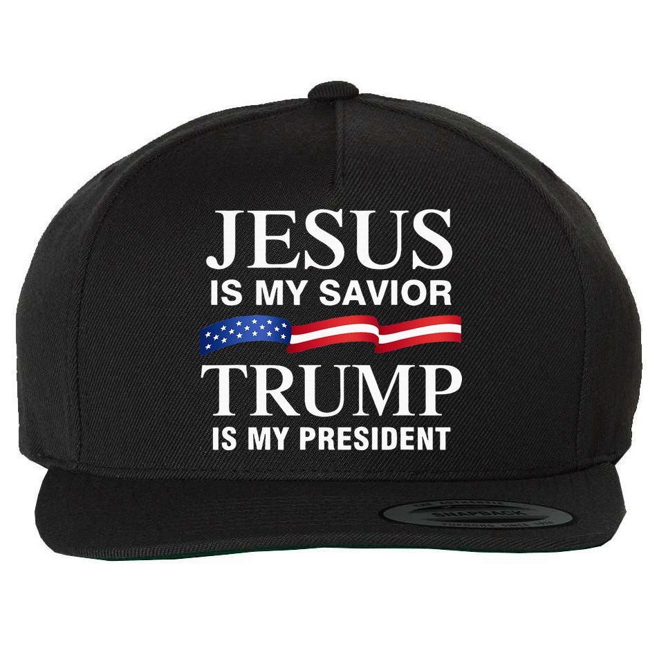 Jesus Is My Savior Trump Is My President Wool Snapback Cap