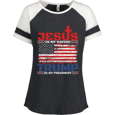 Jesus Is My Savior Trump Is My President Republican Gift Enza Ladies Jersey Colorblock Tee