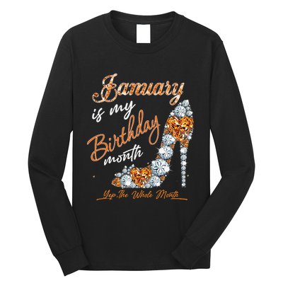 January Is My Birthday The Whole Month Diamond Long Sleeve Shirt