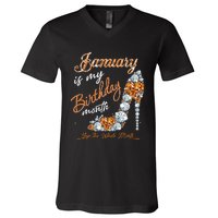 January Is My Birthday The Whole Month Diamond V-Neck T-Shirt