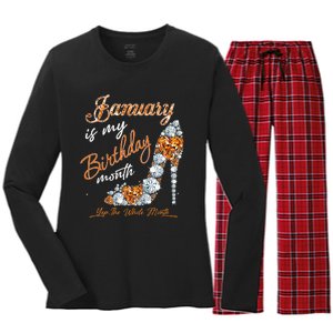 January Is My Birthday The Whole Month Diamond Women's Long Sleeve Flannel Pajama Set 