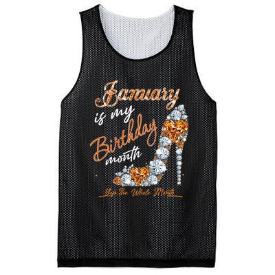 January Is My Birthday The Whole Month Diamond Mesh Reversible Basketball Jersey Tank