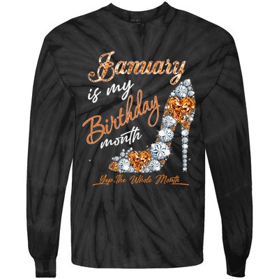 January Is My Birthday The Whole Month Diamond Tie-Dye Long Sleeve Shirt