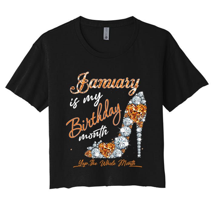 January Is My Birthday The Whole Month Diamond Women's Crop Top Tee