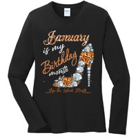 January Is My Birthday The Whole Month Diamond Ladies Long Sleeve Shirt