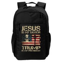 Jesus Is My Savior Trump Is My President Trump 2024 Usa Flag Daily Commute Backpack