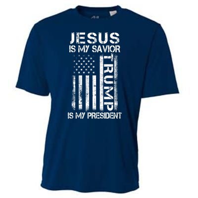 Jesus Is My Savior Trump Is My President Christian Cooling Performance Crew T-Shirt