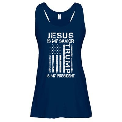 Jesus Is My Savior Trump Is My President Christian Ladies Essential Flowy Tank