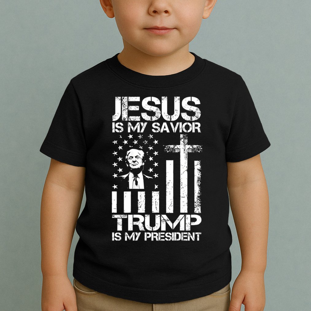 Jesus Is My Savior Trump Is My President Trump Flag  Toddler T-Shirt