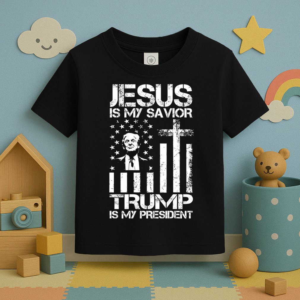 Jesus Is My Savior Trump Is My President Trump Flag  Toddler T-Shirt