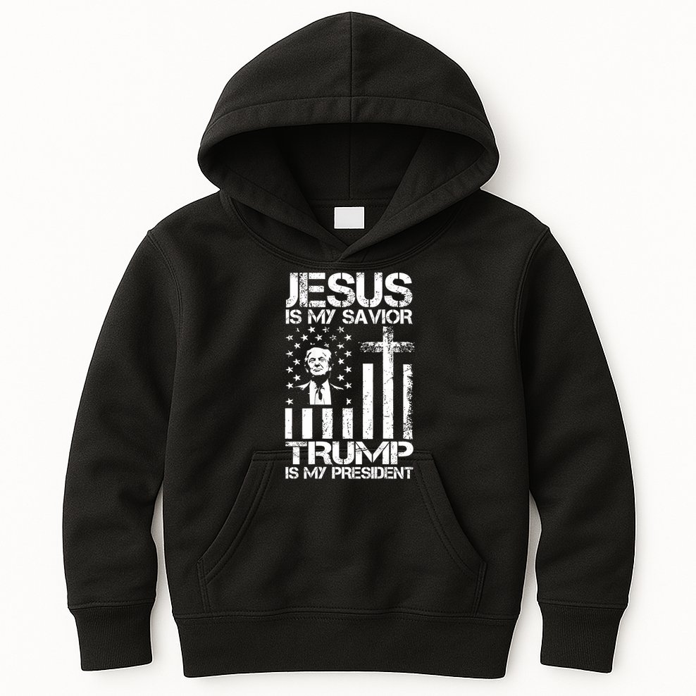 Jesus Is My Savior Trump Is My President Trump Flag  Kids Hoodie