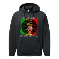 Juneteenth Is My Independence Day Black Black Queen Performance Fleece Hoodie