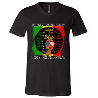 Juneteenth Is My Independence Day Black Black Queen V-Neck T-Shirt