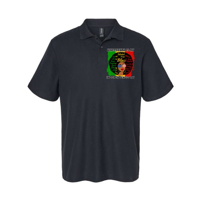 Juneteenth Is My Independence Day Black Black Queen Softstyle Adult Sport Polo