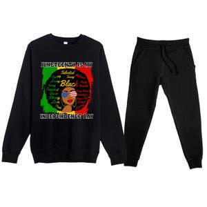 Juneteenth Is My Independence Day Black Black Queen Premium Crewneck Sweatsuit Set