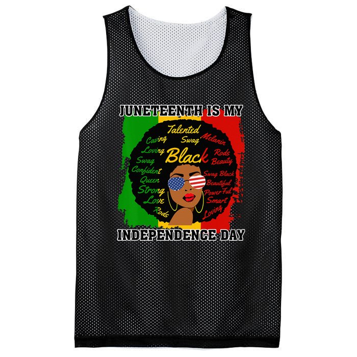 Juneteenth Is My Independence Day Black Black Queen Mesh Reversible Basketball Jersey Tank