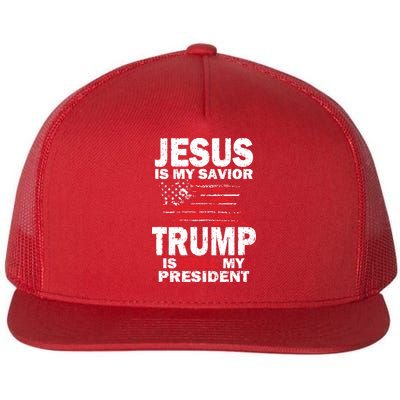 Jesus Is My Savior Trump Is Still My President Flat Bill Trucker Hat