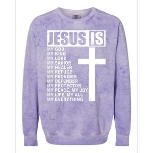 Jesus Is My Everything Christianity Cross Colorblast Crewneck Sweatshirt