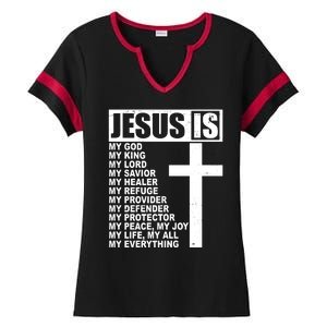 Jesus Is My Everything Christianity Cross Ladies Halftime Notch Neck Tee