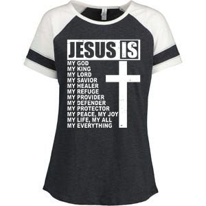 Jesus Is My Everything Christianity Cross Enza Ladies Jersey Colorblock Tee