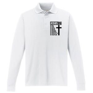 Jesus Is My Everything Christianity Cross Performance Long Sleeve Polo