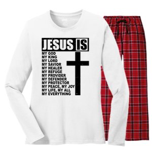 Jesus Is My Everything Christianity Cross Women's Long Sleeve Flannel Pajama Set 