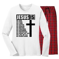 Jesus Is My Everything Christianity Cross Women's Long Sleeve Flannel Pajama Set 