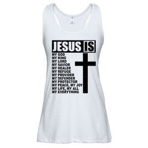 Jesus Is My Everything Christianity Cross Ladies Essential Flowy Tank