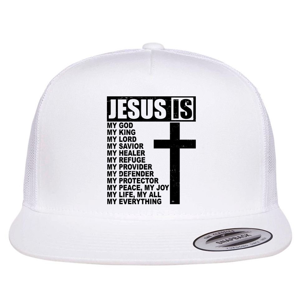 Jesus Is My Everything Christianity Cross Flat Bill Trucker Hat