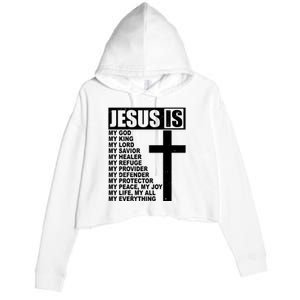 Jesus Is My Everything Christianity Cross Crop Fleece Hoodie