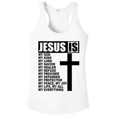 Jesus Is My Everything Christianity Cross Ladies PosiCharge Competitor Racerback Tank