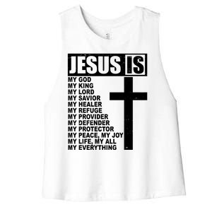 Jesus Is My Everything Christianity Cross Women's Racerback Cropped Tank