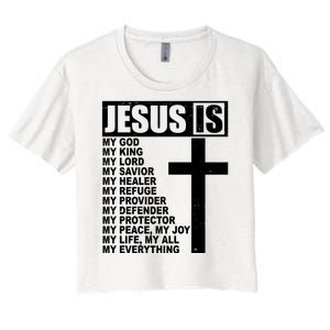 Jesus Is My Everything Christianity Cross Women's Crop Top Tee