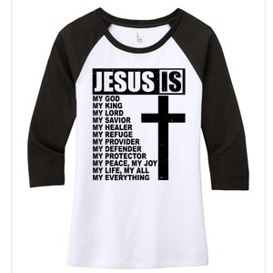 Jesus Is My Everything Christianity Cross Women's Tri-Blend 3/4-Sleeve Raglan Shirt