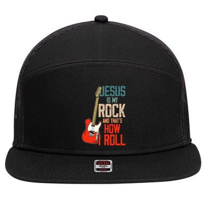 Jesus Is My Rock And That Is How I Roll Christian 7 Panel Mesh Trucker Snapback Hat