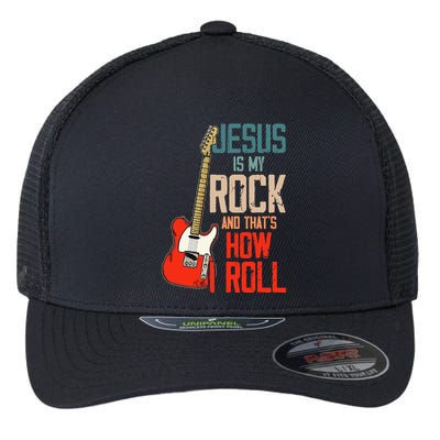 Jesus Is My Rock And That Is How I Roll Christian Flexfit Unipanel Trucker Cap