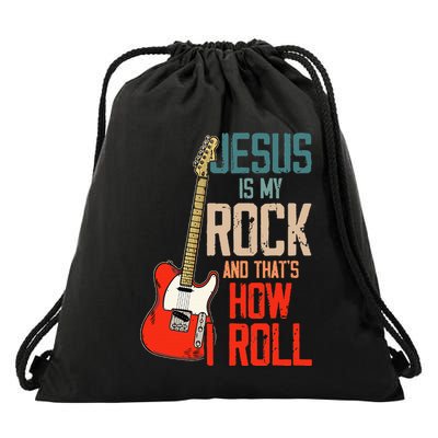 Jesus Is My Rock And That Is How I Roll Christian Drawstring Bag