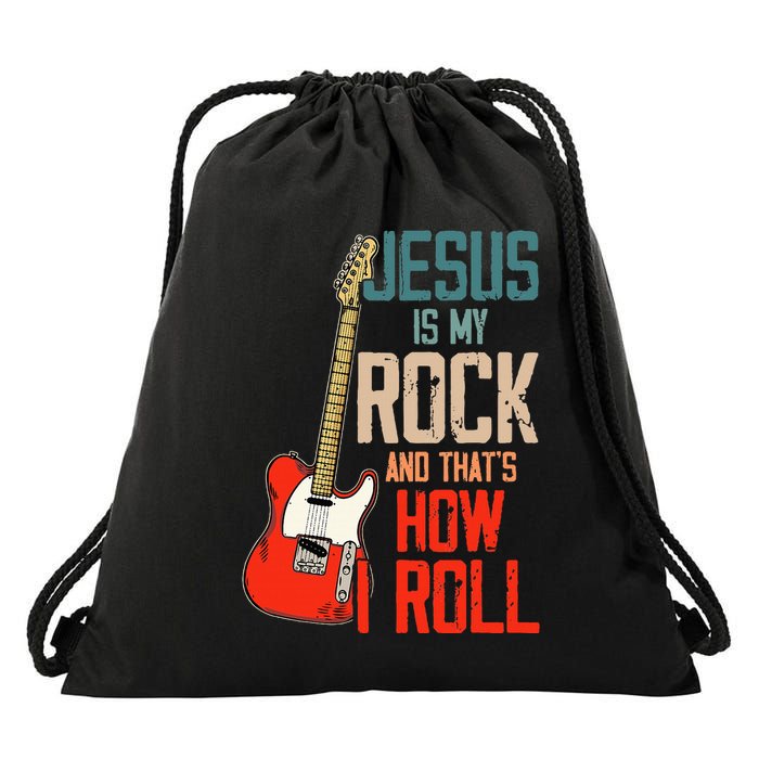 Jesus Is My Rock And That Is How I Roll Christian Drawstring Bag