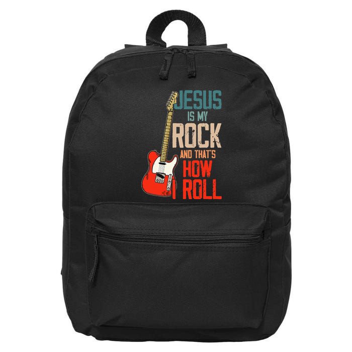 Jesus Is My Rock And That Is How I Roll Christian 16 in Basic Backpack
