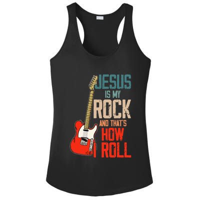 Jesus Is My Rock And That Is How I Roll Christian Ladies PosiCharge Competitor Racerback Tank