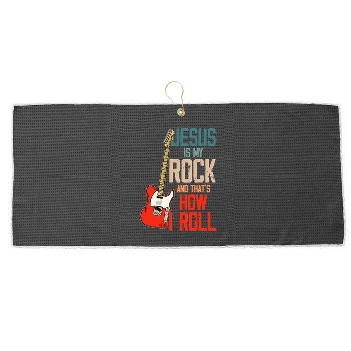 Jesus Is My Rock And That Is How I Roll Christian Large Microfiber Waffle Golf Towel