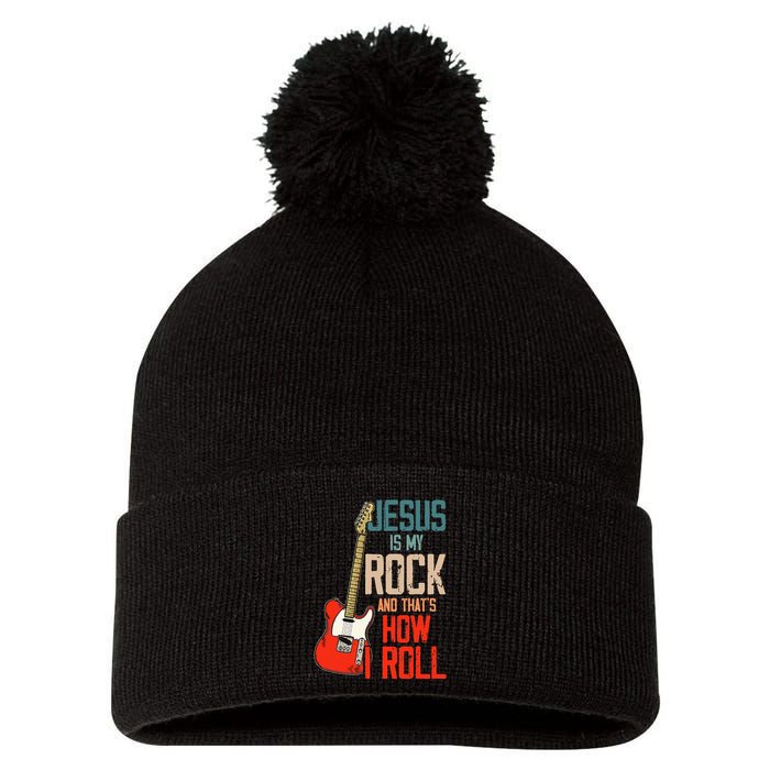 Jesus Is My Rock And That Is How I Roll Christian Pom Pom 12in Knit Beanie