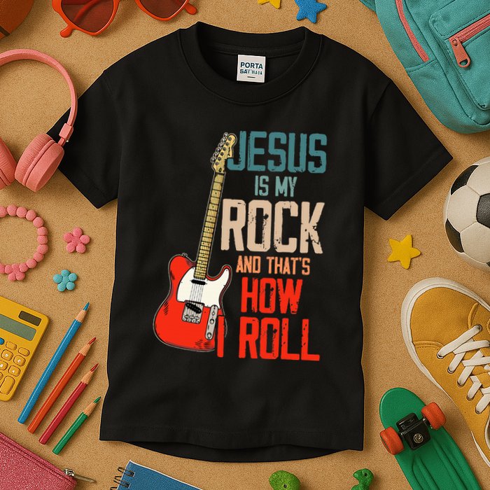 Jesus Is My Rock And That Is How I Roll Christian Kids T-Shirt