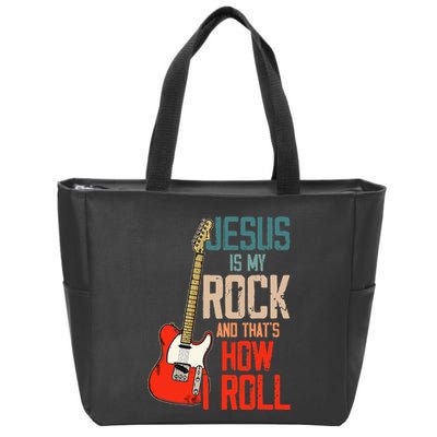 Jesus Is My Rock And That Is How I Roll Christian Zip Tote Bag