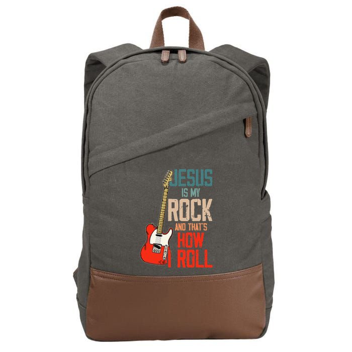 Jesus Is My Rock And That Is How I Roll Christian Cotton Canvas Backpack