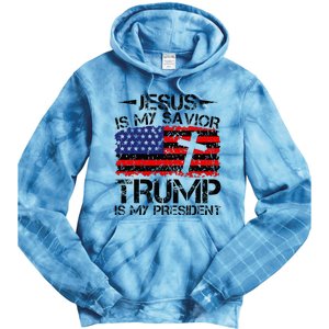 Jesus Is My Savior Trump Is My President Trump 2024 Tie Dye Hoodie