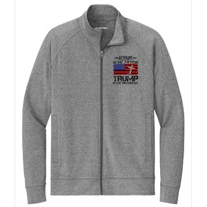 Jesus Is My Savior Trump Is My President Trump 2024 Stretch Full-Zip Cadet Jacket