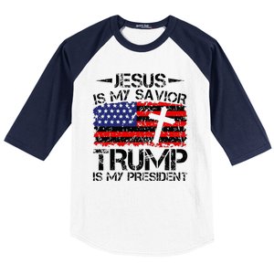 Jesus Is My Savior Trump Is My President Trump 2024 Baseball Sleeve Shirt